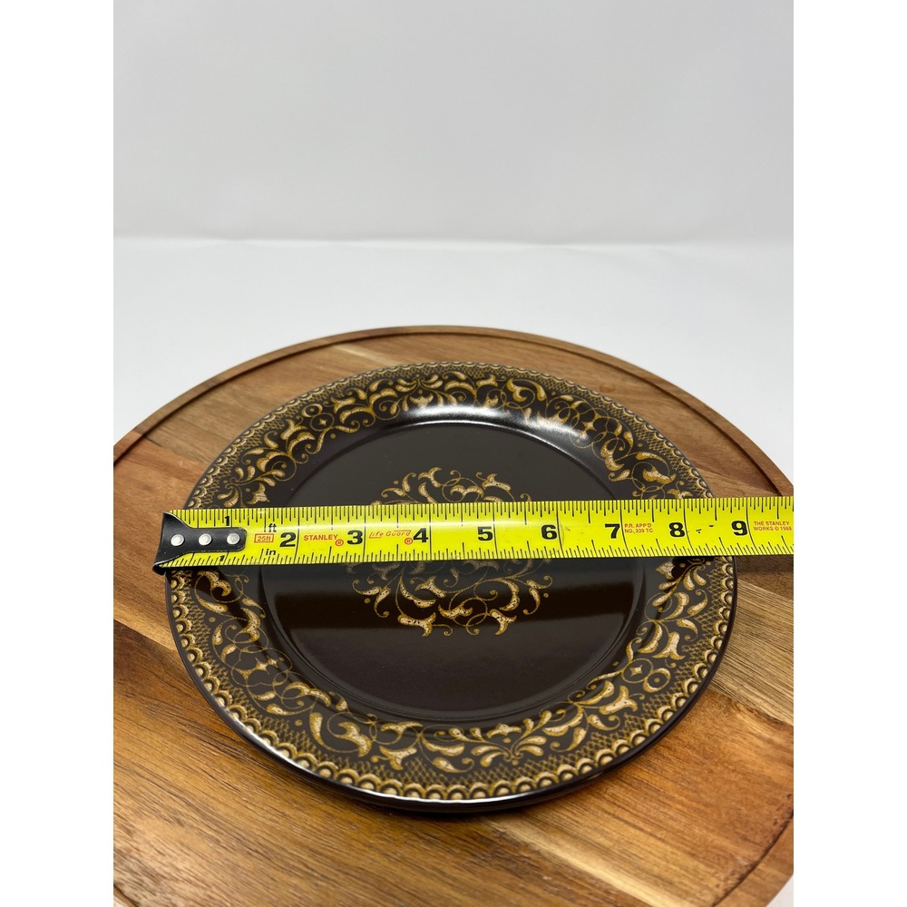 Vintage Dark Brown Gold Medallion Pattern Charger Plates Set‎ of 5  Decorative - Picture 12 of 14